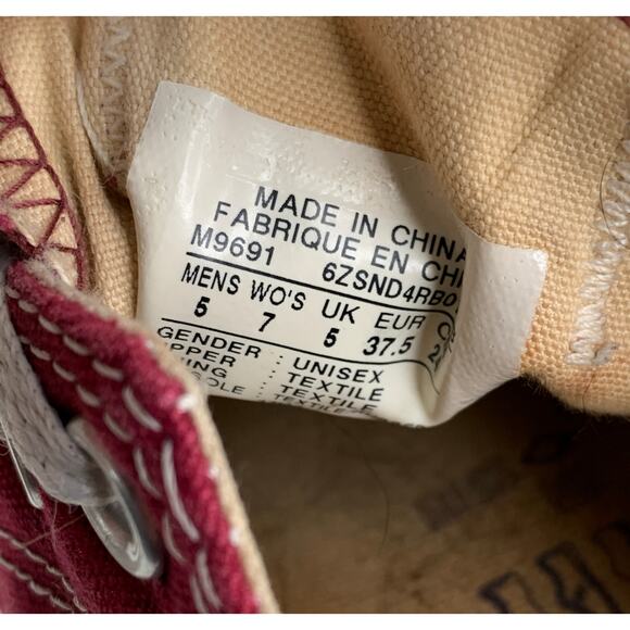 Converse Chuck Taylor All Star OX Maroon Canvas Sneakers Women's Size 7 - Picture 7 of 8